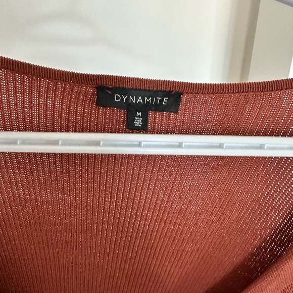 Dynamite Rust-Orange Cropped Button V-Neck Cardigan - Picture 2 of 3